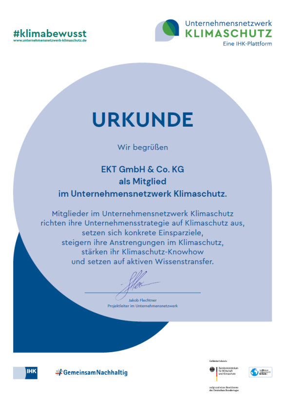 Urkunde IHK Klimaschutz
