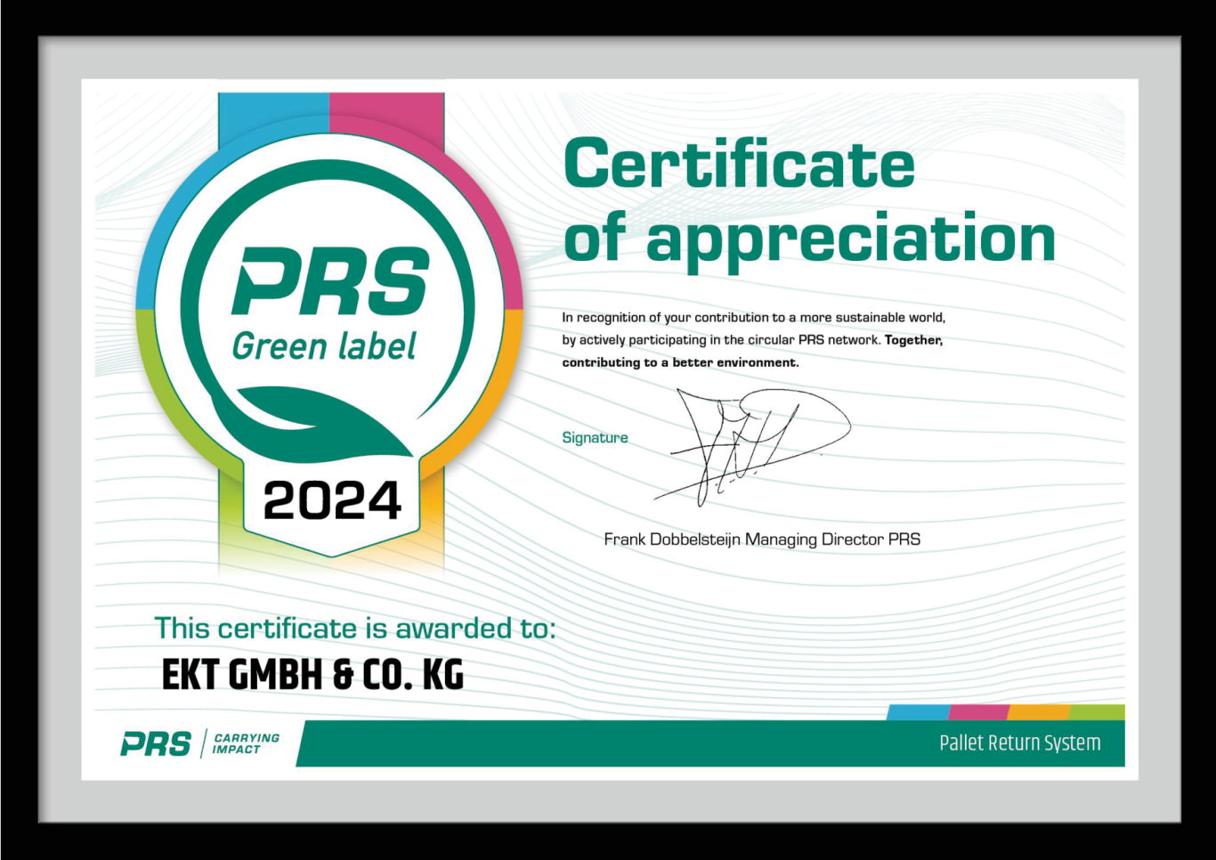 Certificate of appreciation